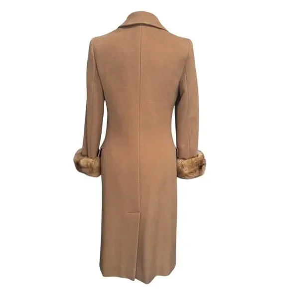 Giuliana Teso Pure Cashmere Coat with Fur Cuffs Italian 40/US Small 4-6